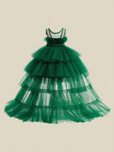Young Girl Elegant Tulle Trailing Puffy Dress, Suitable For Birthday Party Evening Gown